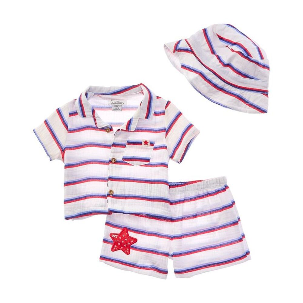 Quiltex 3Pc Stars & Stripes Top & Short Set